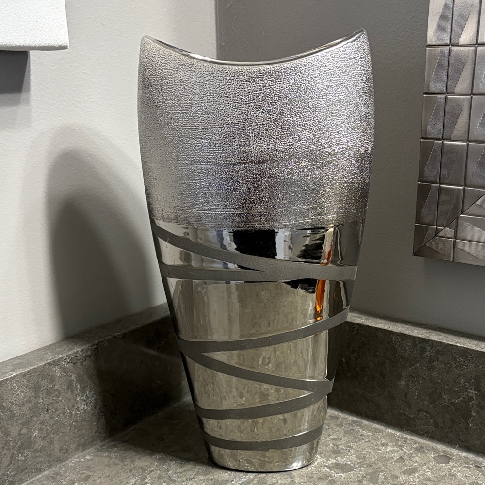 Modern Silver Textured Vase